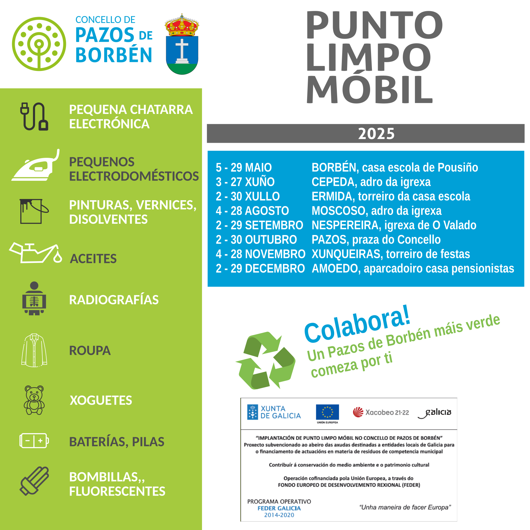 cartel co calendario do punto limpo móbil
